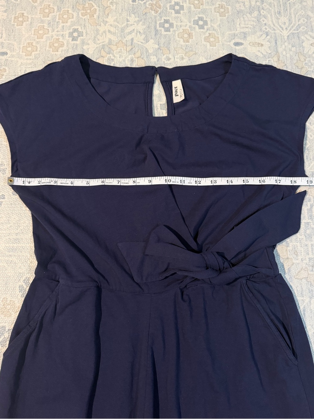 Pact Navy Jumpsuit - Cap Sleeve, Organic Cotton, Sustainable, Natural Fiber - Picture 5 of 10